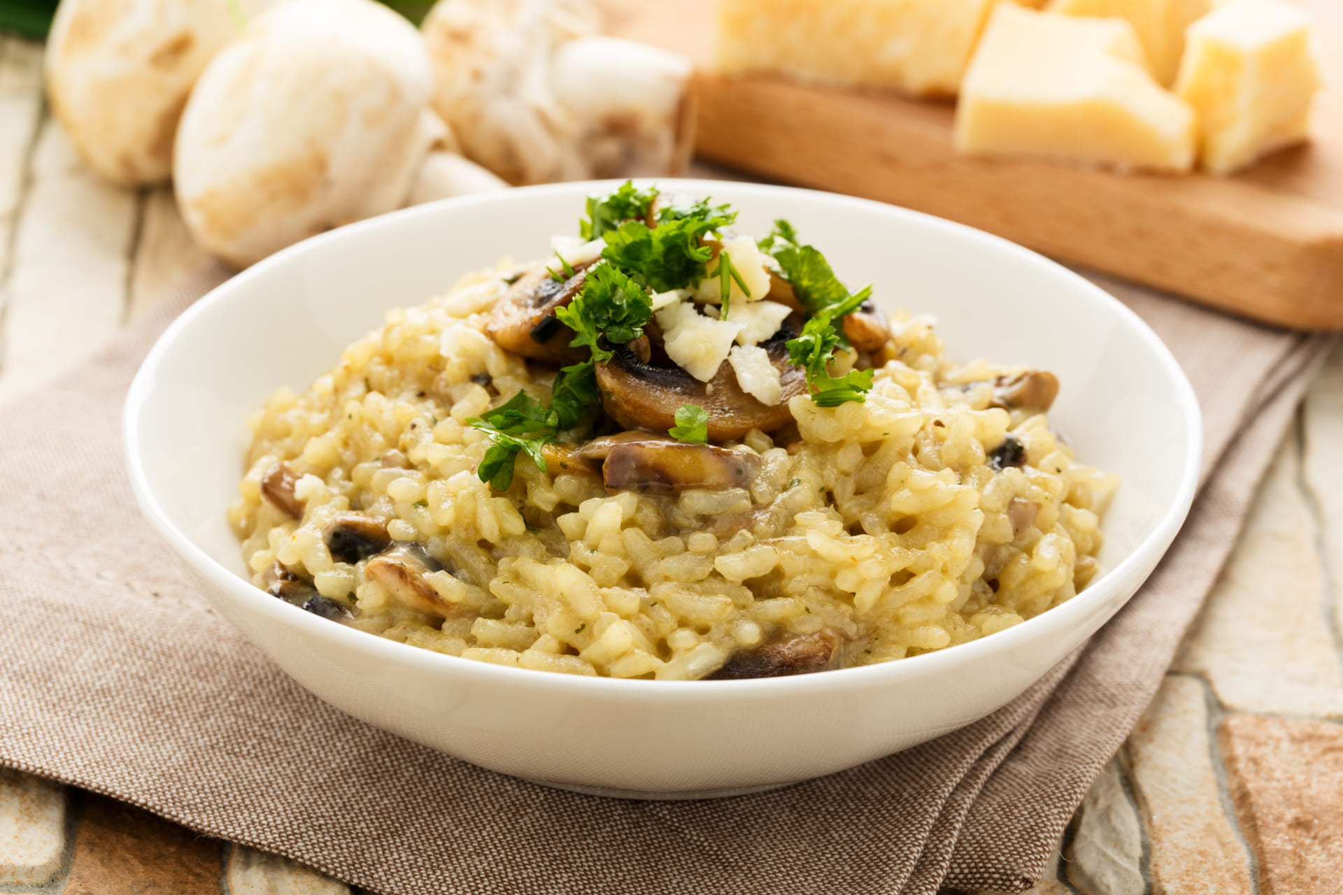 Risotto with Parmigiano Reggiano and mushrooms<br><br>
