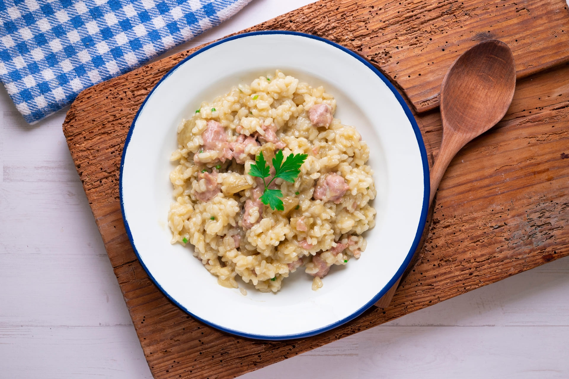 Risotto with Parmigiano Reggiano and sausage
